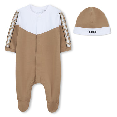 BOSS Mameluco o pijama para bebe color Cookie con blanco